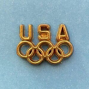 USA Olympic Rings Lapel Pin Gold Tone Collectible Sports Memorabilia Vintage Sty